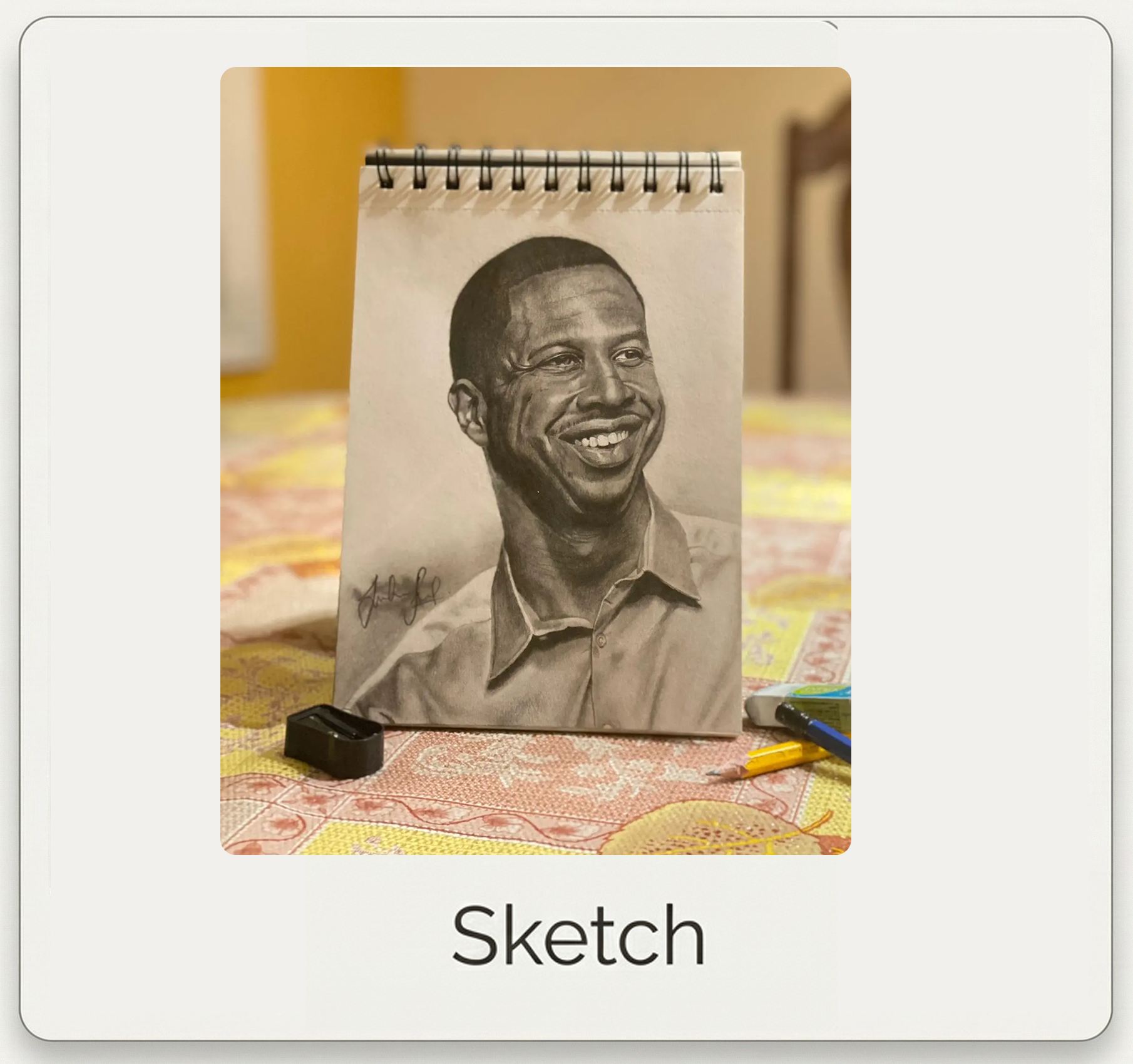 Detailed pencil sketch portrait of Hakim Muata - historical figure