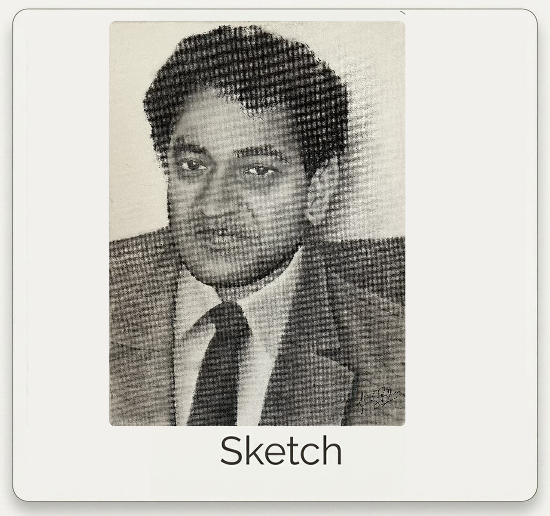 Portrait sketch of Shiv Kumar Batalvi - renowned Punjabi poet and writer