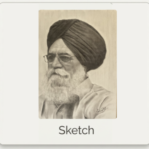 Portrait sketch of Surjit Patar By Bhelaearts - celebrated Punjabi poet and folk singer