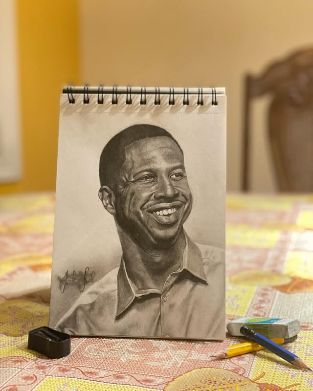 Detailed pencil sketch portrait of Hakim Muata - historical figure